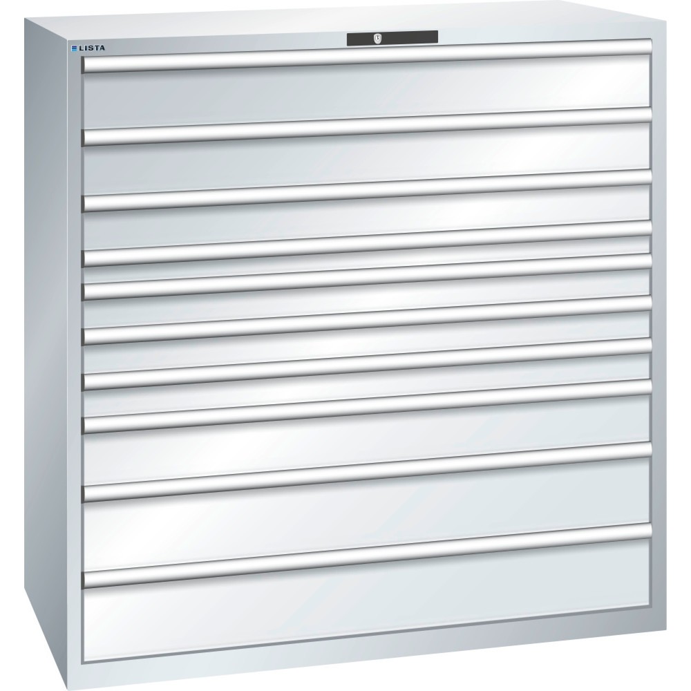 Bild von LISTA Schubladenschrank 78x36E, (BxTxH) 1431x725x1450mm, 10 Schubladen TK 200kg, lichtgrau, KEY Lock