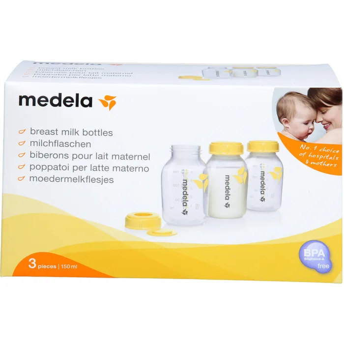 Bild von MEDELA Babyflasche 3x 150ml Muttermilchflaschen Set inkl. 3x Schraubdeckel