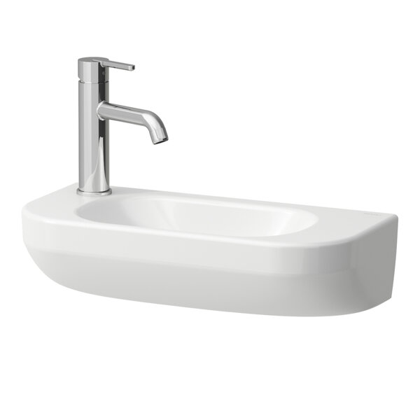 Bild von Laufen Lua Handwaschbecken, 1 Hahnloch links, Becken rechts, ohne Überlauf, 500x230mm, H815082, Farbe: Weiß