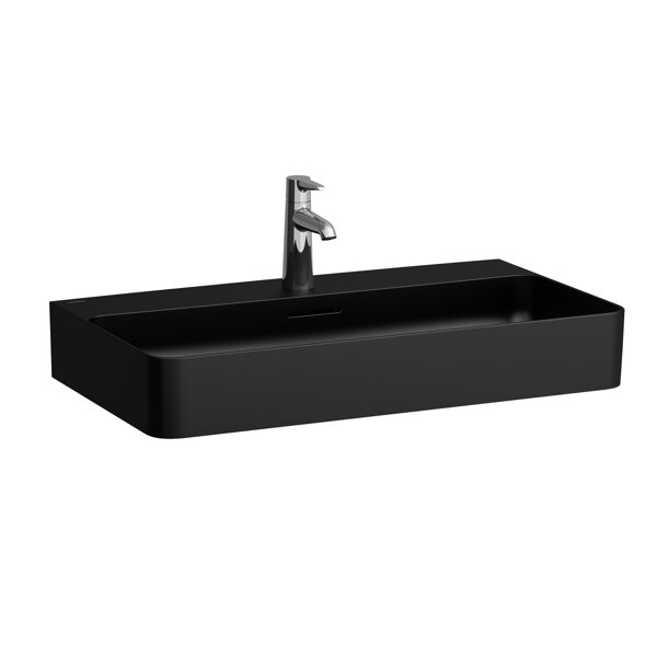 Bild von Laufen VAL Waschtisch, unterbaufähig, ohne Hahnloch, mit Überlauf, 750x420mm, H810285, Farbe: Schwarz Matt
