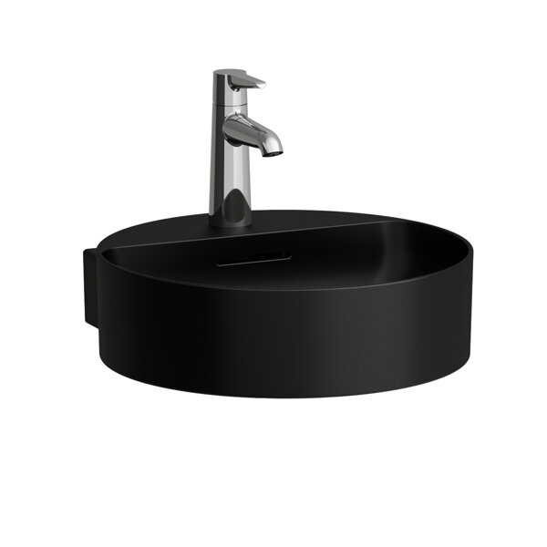 Bild von Laufen VAL Handwaschbecken, unterbaufähig, ohne Hahnloch, mit Überlauf, 400x425mm, H811281, Farbe: Schwarz Matt