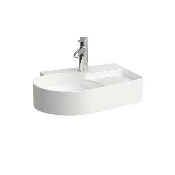 Bild von Laufen VAL Waschtisch, 1 Hahnloch, mit Überlauf, 530x400mm, semi-trockener Bereich rechts, H815288, Farbe: Graphit matt