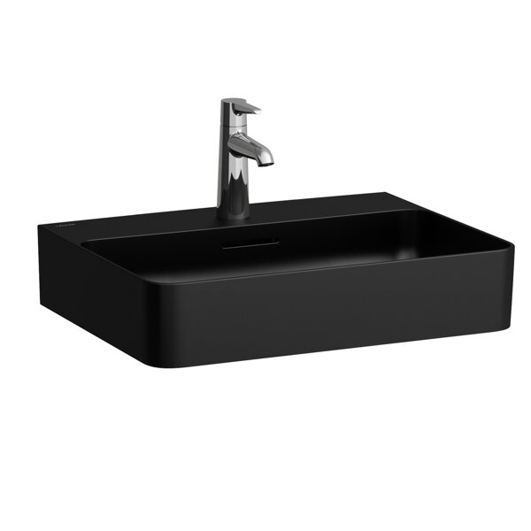 Bild von Laufen VAL Waschtisch, unterbaufähig, 3 Hahnlöcher, mit Überlauf, 550x420mm, H810282, Farbe: Schwarz Matt