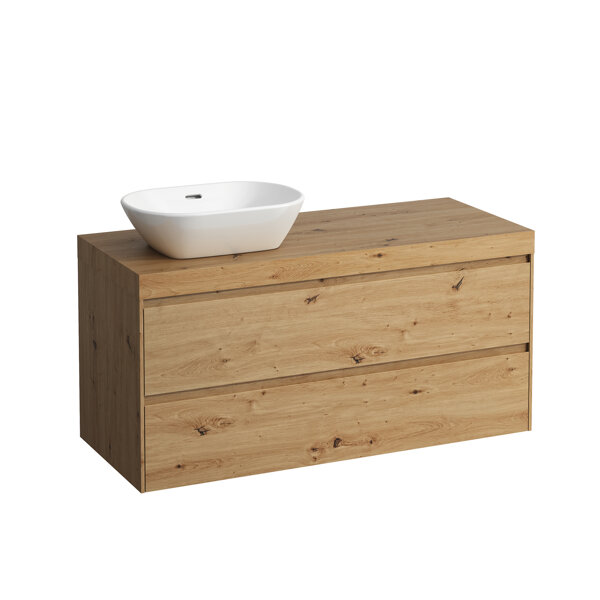 Bild von Laufen Lani Waschtischplatte wildeiche inkl. Unterschrank, 1 Ausschnitt links, 1185x495x580mm, H406572112, Farbe: Wildeiche