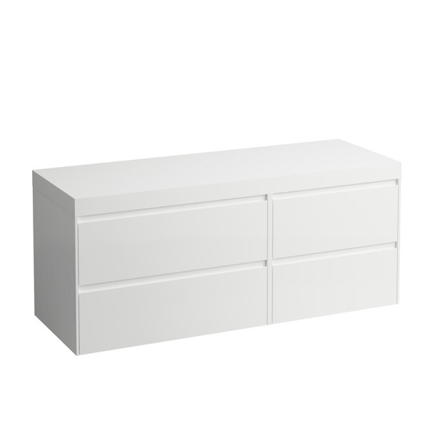 Bild von Laufen Lani Waschtischplatte weiß matt inkl. Unterschrank, ohne Ausschnitt, große Schublade links,1370x495x580mm, H404580112, Farbe: Weiß matt