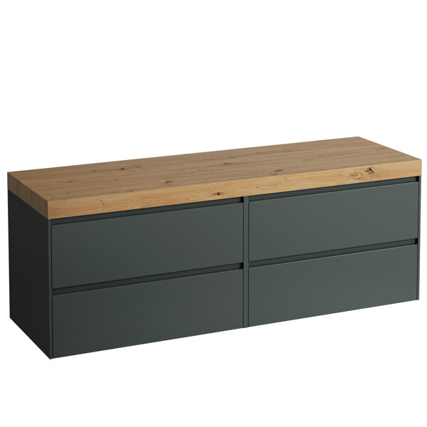 Bild von Laufen Lani Waschtischplatte wildeiche inkl. Unterschrank, ohne Ausschnitt, 1570x495x580mm, H406590112, Farbe: Verkehrsgrau
