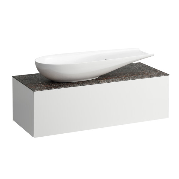 Bild von LAUFEN ILBAGNOALESSI Schubladenelement, 1 Hahnloch, Steinplatte Marrone Naturale, Ausschnitt links, 120x50x37cm, zu WT-Schale H81897 4, H432324097, Farbe: Weiß matt