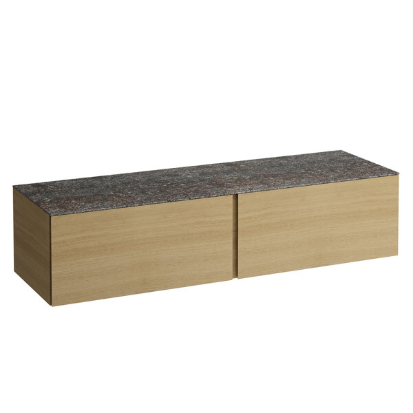 Bild von LAUFEN ILBAGNOALESSI Schubladenelement, Steinplatte Marrone Naturale, ohne Ausschnitt, 160x50x37cm, 2 Schubladen, H432330097, Farbe: Eiche hell