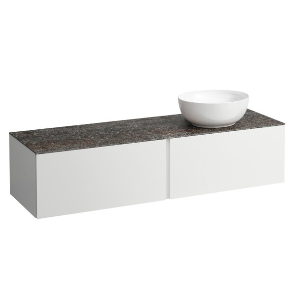 Bild von LAUFEN ILBAGNOALESSI Schubladenelement, 1 Hahnloch, Steinplatte Marrone Naturale, Ausschnitt rechts, 160x50x37cm, zu WT-Schale H81897 5, H432356097, Farbe: Specialcolor