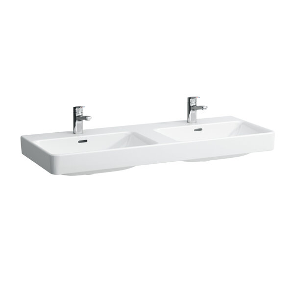 Bild von Laufen PRO S Doppelwaschtisch, je 1 Hahnloch, mit Überlauf, 1200x460mm, H814966, Farbe: Weiß mit LCC Active