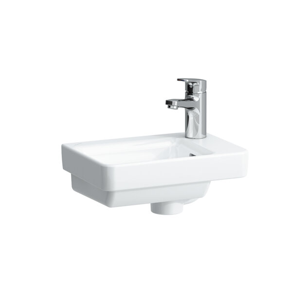 Bild von Laufen PRO S Handwaschbecken, Becken links, ohne Hahnloch, mit Überlauf, 360x250mm, H815960, Farbe: Weiß mit LCC Active