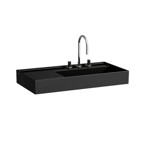Bild von Laufen Kartell Waschtisch, unterbaufähig, Ablage links, 1 Hahnloch, ohne Überlauf, 900x460mm, H810339, Farbe: Schwarz glänzend
