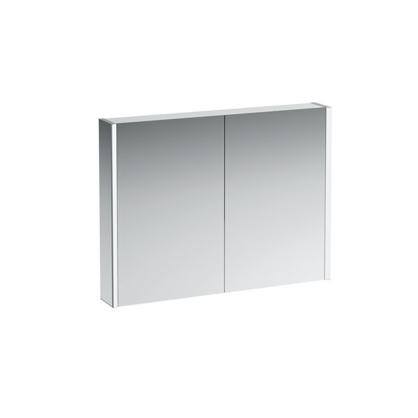 Bild von LAUFEN FRAME 25 Spiegelschrank, Beleuchtung senkrecht, Anschlag außen, 750x1000, Ambiente Licht, Ausführung: Glas weiß / hinterlackiert