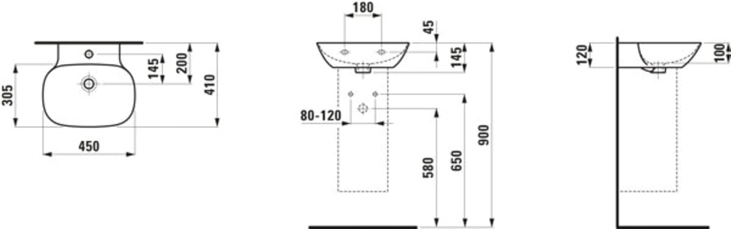 Bild von LAUFEN Handwaschbecken Ino 450x900x145, ohne Hahnloch, ohne Überlauf, weiss, H8153010001121 H8153010001121