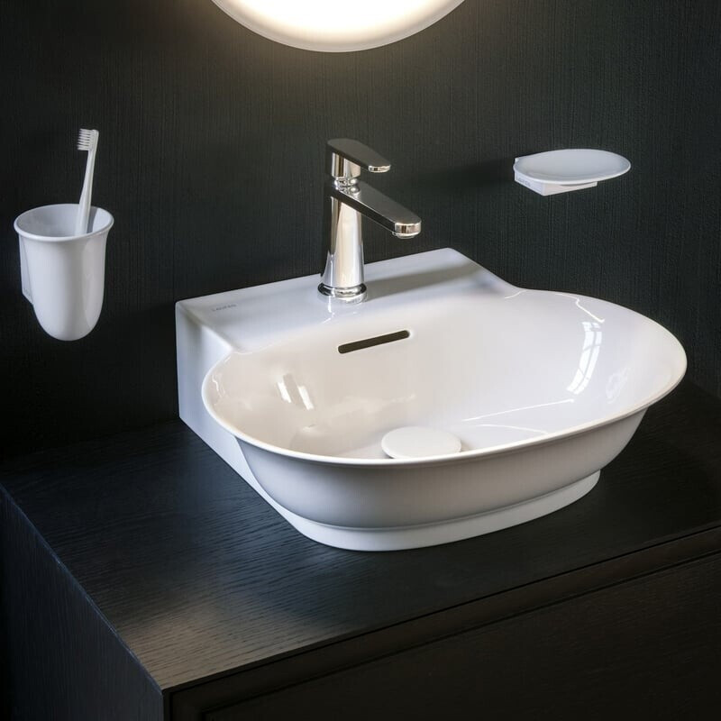 Bild von Laufen The New Classic Aufsatz-Handwaschbecken, mit Überlauf, US. geschliffen, 1 Hahnloch, 500x450mm, H816852, Farbe: Weiß