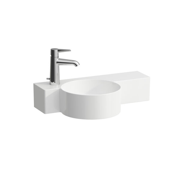 Bild von Laufen Val Handwaschbecken, ohne Hahnloch, Ablage rechts, mit Überlauf, schneidbar, 550x315mm, H815283, Farbe: Weiß Matt