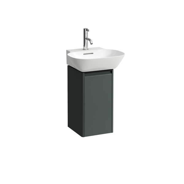 Bild von LAUFEN BASE für INO Waschtischunterschrank, 1 Tür, Scharnier links, Griffleiste Aluminium schwarz, zu WT H815301, H403013110, Farbe: Verkehrsgrau