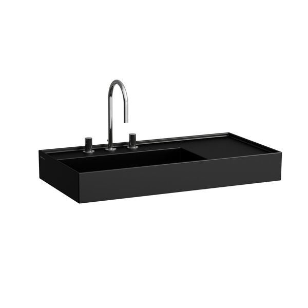 Bild von LAUFEN Waschtisch Kartell · LAUFEN 460x900x150, 3 Hahnlöcher, ohne Überlauf, Ablage rechts, schwarz H8103387161581