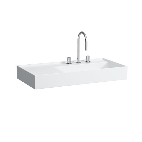 Bild von LAUFEN Aufsatz-Waschtisch Kartell 460x900x150, 1 Hahnloch, o.Ü. , geschliffen Ablage links, weiss H8183390001111