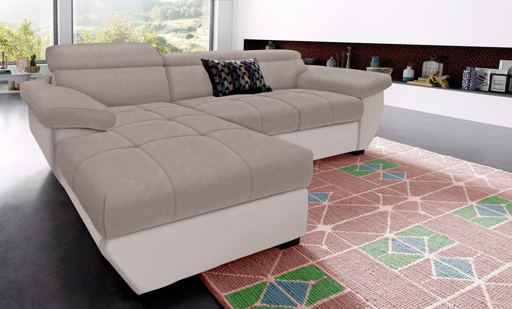 Bild von COTTA Polstergarnitur "Speedway", (Set), Set: bestehend aus Ecksofa und Hocker, inklusive Kopfteilverstellung
