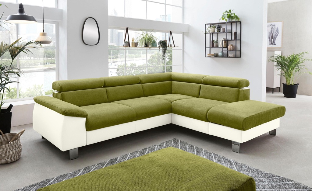 Bild von COTTA Polstergarnitur "Komaris", (Set), Set: bestehend aus Ecksofa und Hocker, Kopfteilverstellung