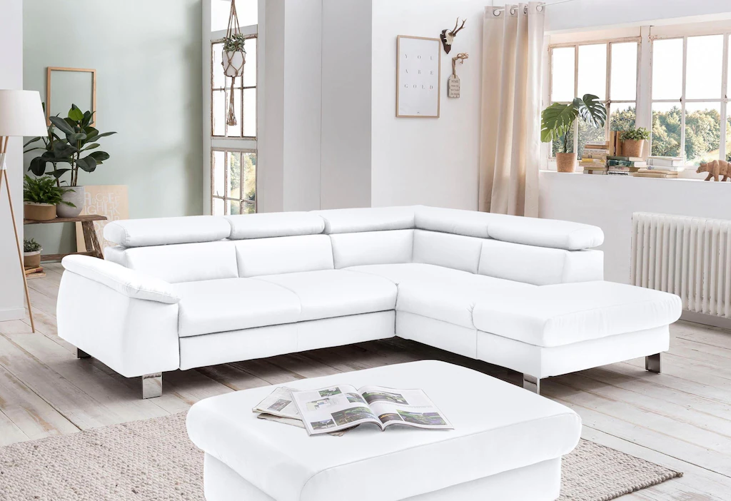 Bild von COTTA Polstergarnitur "Komaris", (Set), Set: bestehend aus Ecksofa und Hocker, Kopfteilverstellung