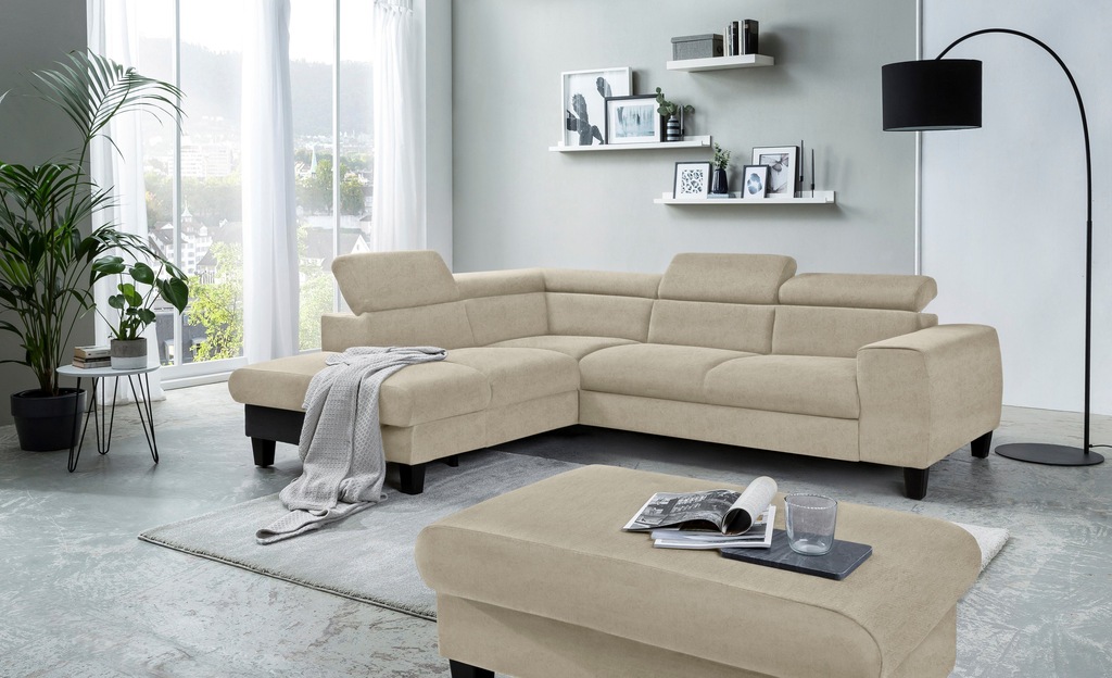 Bild von COTTA Polstergarnitur "Morven", (Set), Set: bestehend aus Ecksofa und Hocker, Kopfteilverstellung