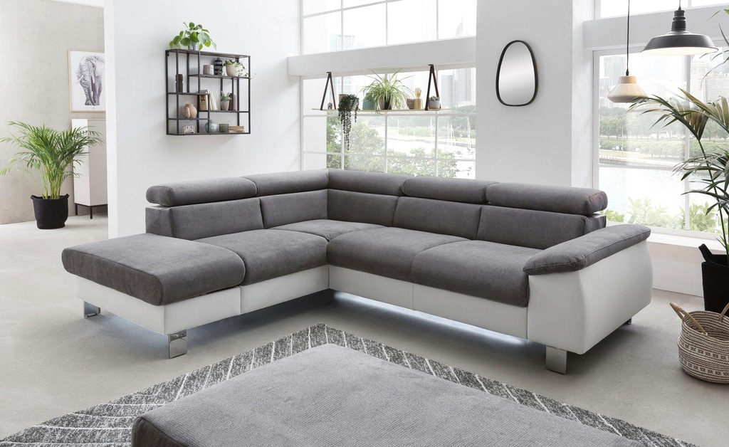 Bild von COTTA Polstergarnitur "Komaris", (Set), Set: bestehend aus Ecksofa und Hocker, Kopfteilverstellung