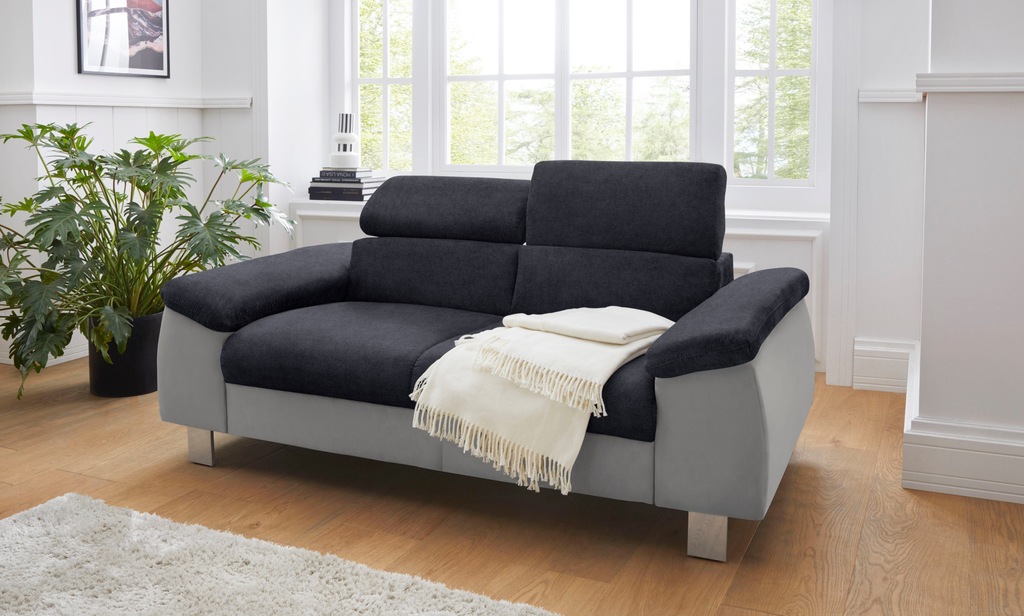Bild von COTTA Polstergarnitur "Komaris", (Set), Set: bestehend aus 2-Sitzer und Hocker, Kopfteilverstellung