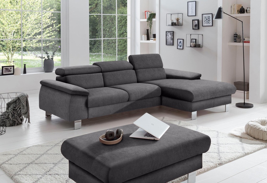 Bild von COTTA Polstergarnitur "Komaris", (Set), bestehend aus Ecksofa und Hocker, mit Kopfteilverstellung