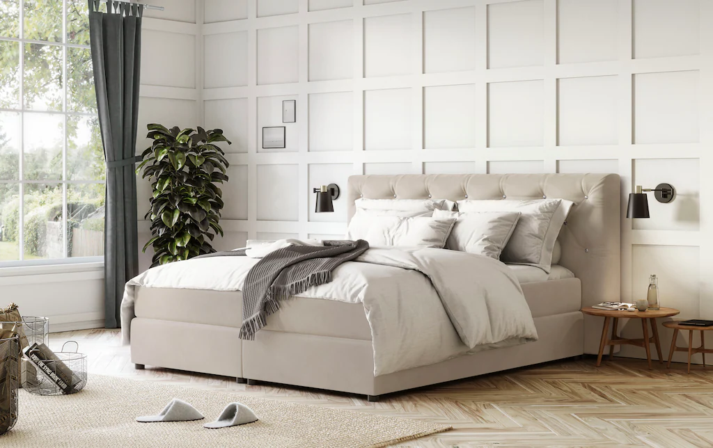 Bild von COTTA Boxspringbett "Castle", mit Strasssteinen im Kopfteil, inkl. Topper
