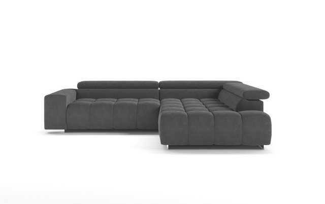 Bild von Ecksofa Orion von Cotta Anthrazit – Modernes Sofa mit verstellbaren Kopflehnen, Mikrofaser Chenille, Nosagfederung