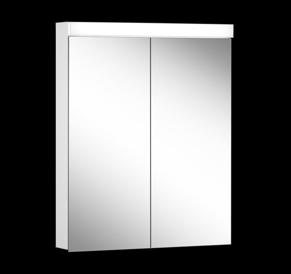 Bild von Schneider LOWLINE Basic LED Lichtspiegelschrank, 2 Doppelspiegeltüren, 60x74,8x13,5cm, 171.261., Ausführung: EU-Norm/Korpus weiss/3000K