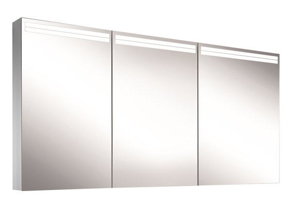 Bild von Schneider ARANGALINE LED Lichtspiegelschrank, 3 gleichgrosse Doppelspiegeltüren, 150x70x12cm, 160.551.02.41, Ausführung: CH-Norm/Korpus silber eloxiert