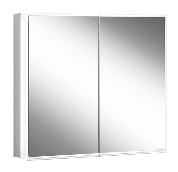 Bild von Schneider PREMIUM Line Superior LED Lichtspiegelschrank, 2 Doppelspiegeltüren, 825x73,6x16,7cm, 181.080., Ausführung: CH-Norm/Korpus schwarz matt