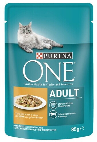 Bild von Purina ONE Adult mit Huhn & grünen Bohnen Katzen-Nassfutter 85g