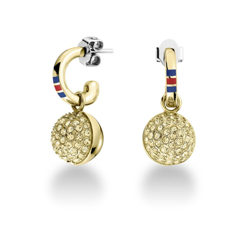 Bild von Elegante Halbcreolen mit Kristallen aus gold-ionenplattiertem Edelstahl