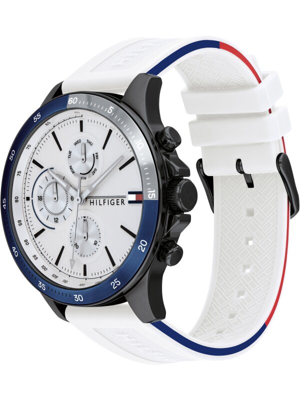 Bild von Tommy Hilfiger, Armbanduhr, Bank, Schwarz, (Analoguhr, 46 mm)