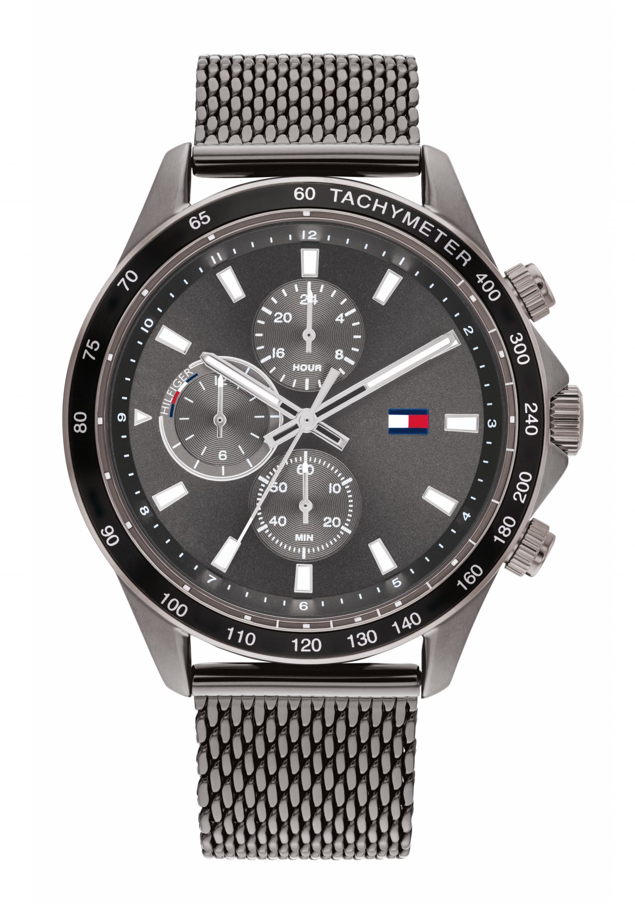 Bild von Tommy Hilfiger Multi Zifferblatt Quarz Uhr für Herren mit Rotguss Edelstahl-Mesh-Gliederarmband - 1792019