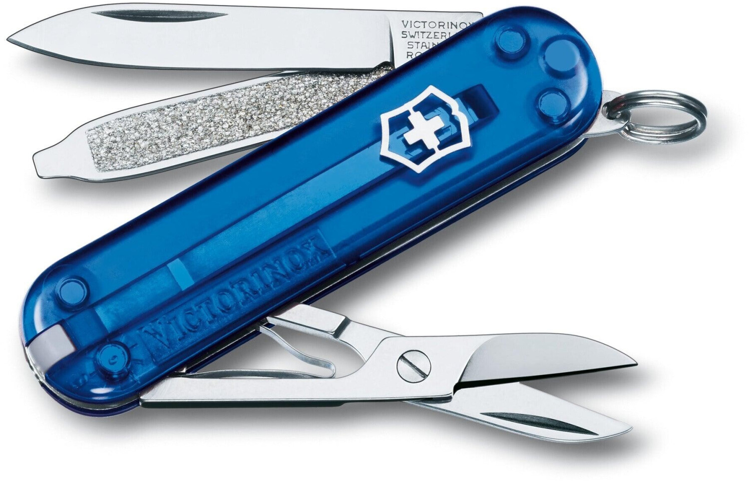 Bild von Victorinox Schweizer Taschenmesser, Klein, Classic SD, Multitool, Swiss Army Knife, Geschenk, 7 Funktionen, Klinge, Nagelfeile, Pink Transp.