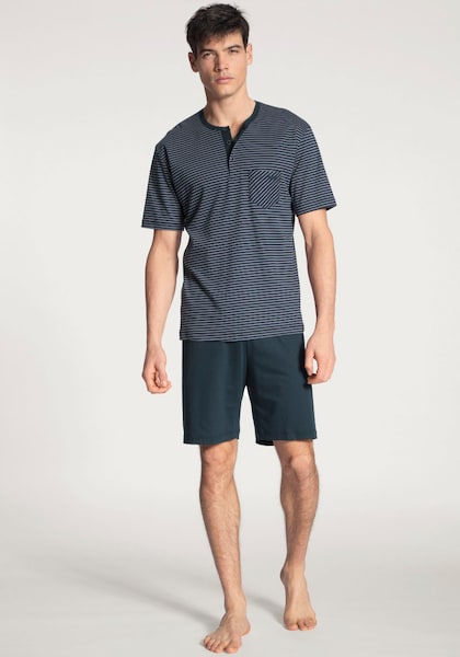 Bild von CALIDA Relax Streamline Kurz-Pyjama mit Knopfleistefür Herren, M, Blau, Absoluter Komfort für jede Nacht