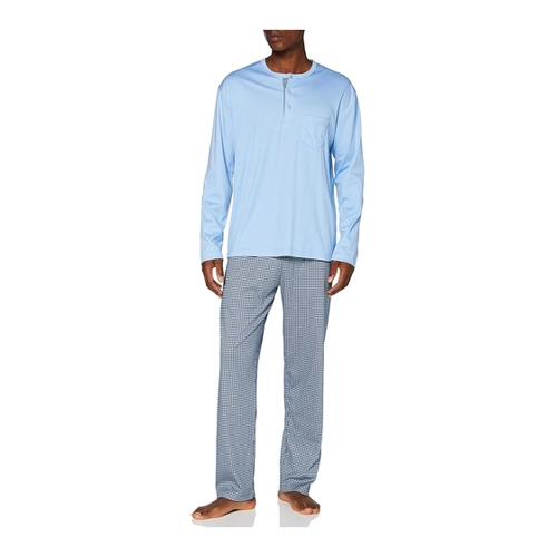 Bild von CALIDA Relax Choice Pyjama langfür Herren, XL, blau, Edelste Baumwolle für einen erholsamen Schlaf