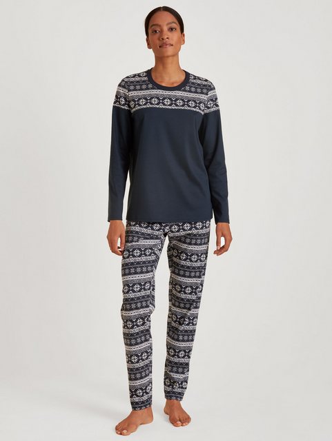 Bild von CALIDA Family & Friends Pyjamafür Damen, L, blau, Pyjamaversion des Norweger-Pullis