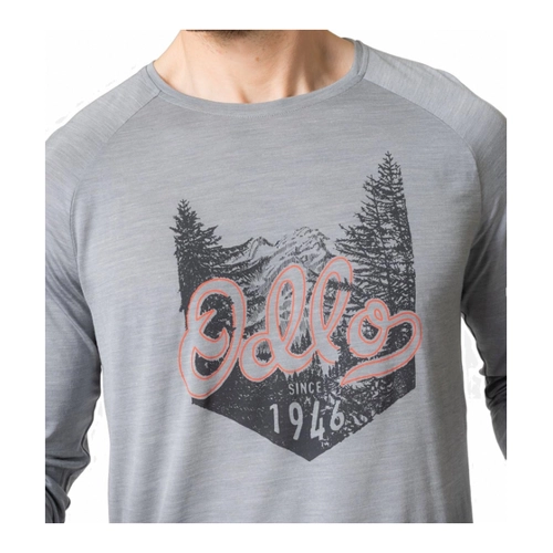 Bild von Odlo Herren Langarm Shirt mit Logo Print ASCENT PERFORMANCE WOOL 130 GRAMM, grey melange, M