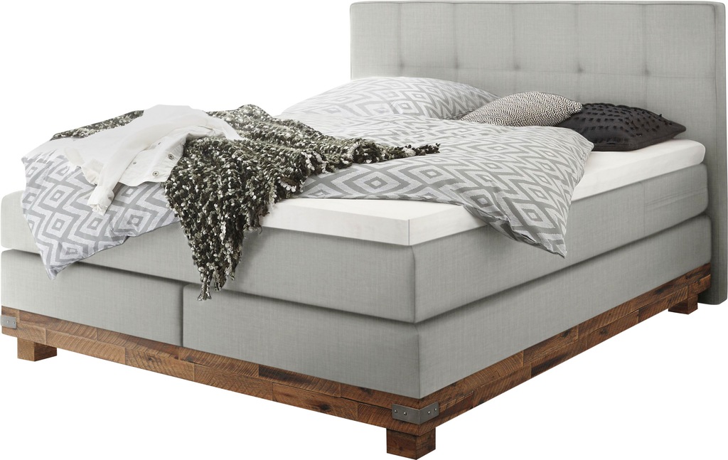 Bild von HASENA Boxspringbett Boston, Massivholz-Sockel, Punktsteppung im Kopfteil, Federkernmatratze
