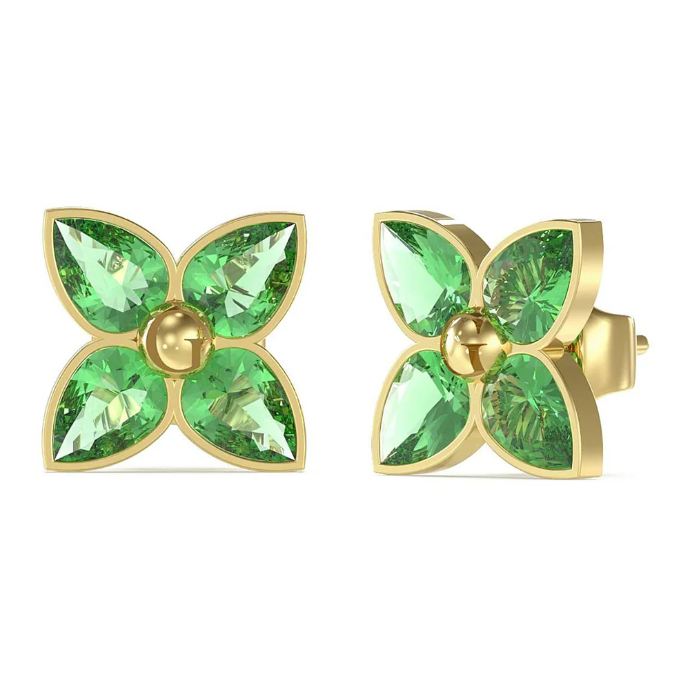 Bild von Damen-Ohrringe von Guess aus der Studs Party-Kollektion. Das Schmuckstück aus Stahl, Größe: 12 mm, Farbe: Gold, Referenz ist JUBE02150JWYGEMT/U.