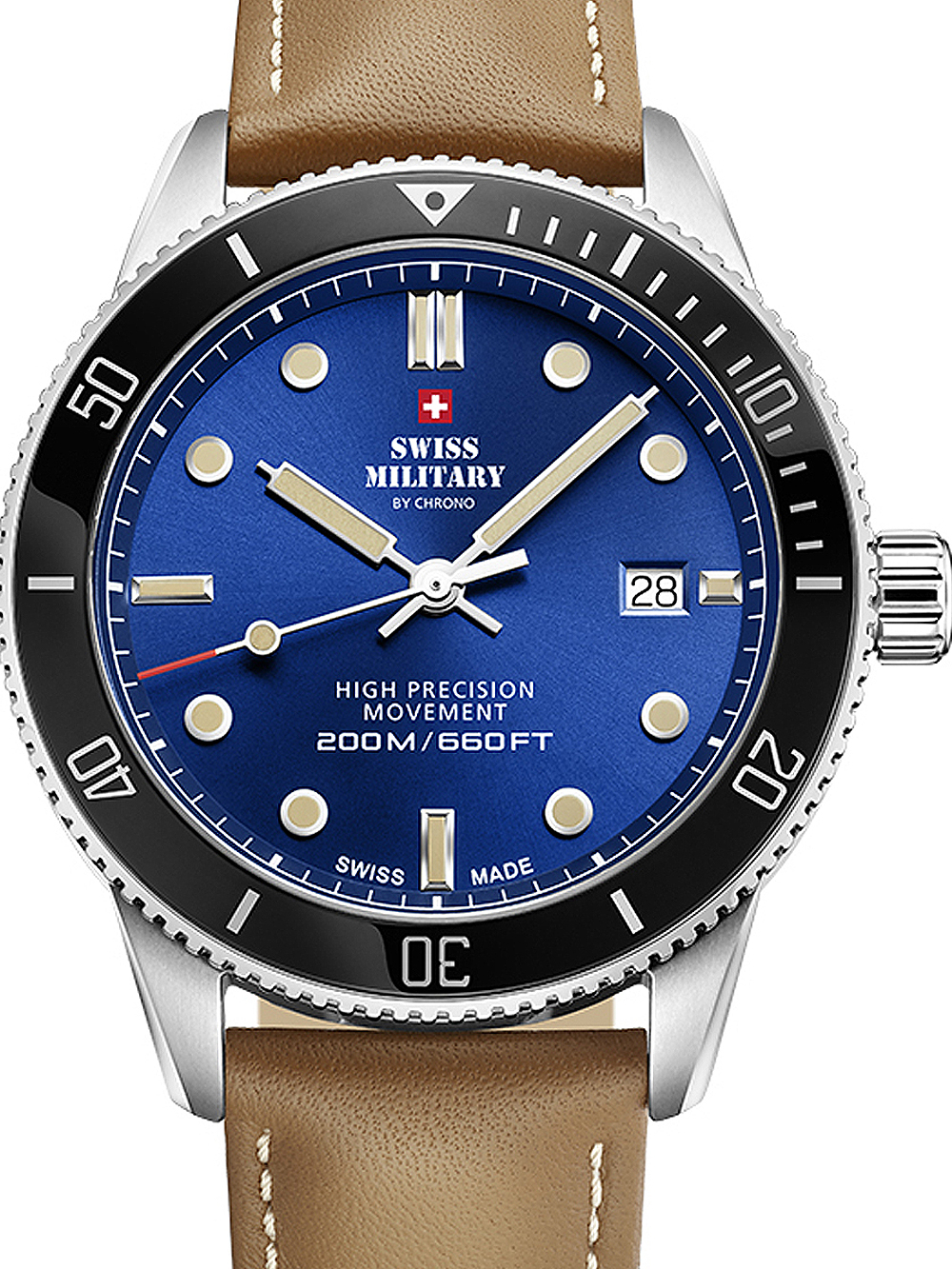 Bild von Swiss Military by Chrono Quarzuhr Swiss Military SM34088.05 Diver Quarz Herrenuhr 42mm 20ATM