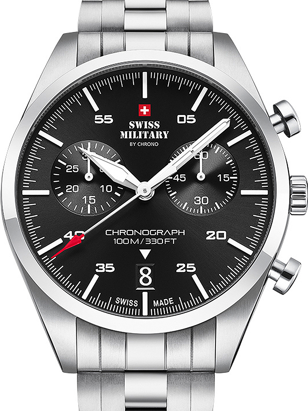 Bild von Swiss Military by Chrono Quarzuhr Swiss Military SM34090.01 Chronograph Herrenuhr 43mm 10ATM