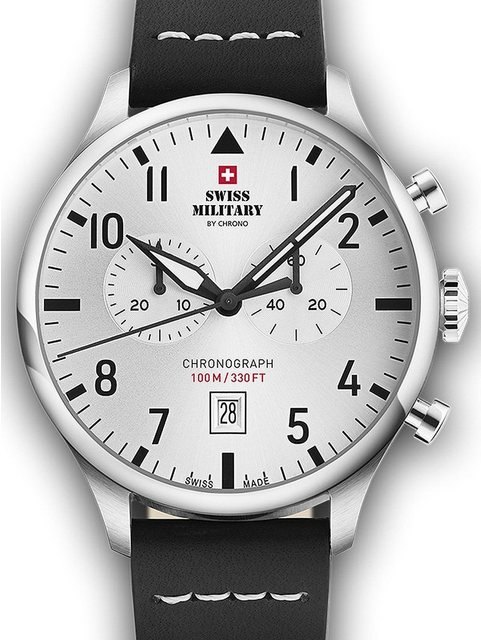 Bild von Swiss Military by Chrono Quarzuhr Swiss Military SM34098.06 Vintage Chronograph Herrenuhr 43mm 10ATM Swiss Military SM34098.06 Vintage Chronograph Herrenuhr 43mm 10ATM