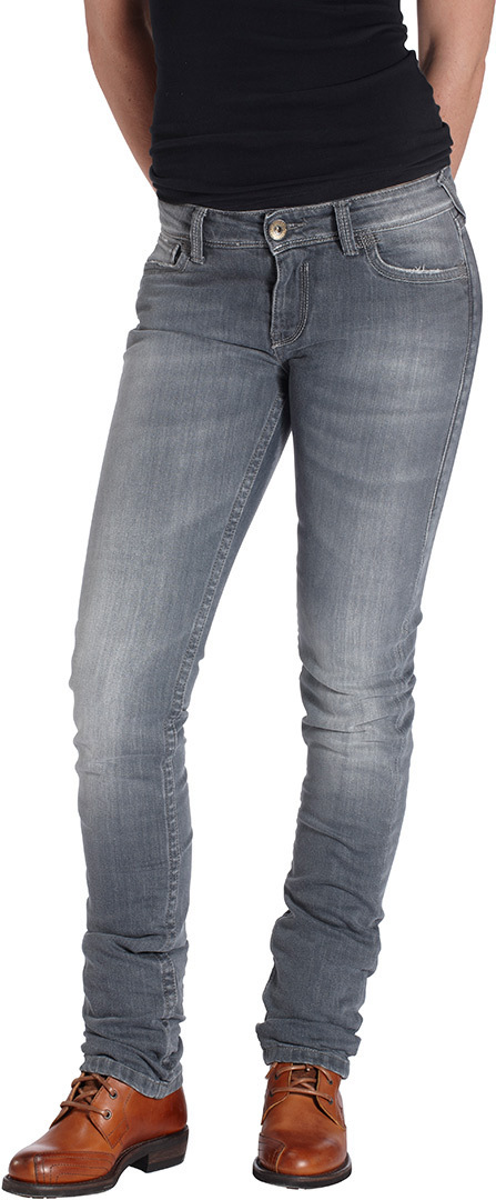 Bild von Rokker The Donna Grey Damen Motorrad Jeans, grau, Größe 30